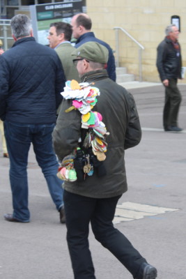 avid racegoer with lots of tags
